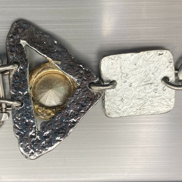 Rare Vintage J Jansen Watch Women Silver / Gold Tone Art Handmade 7.75 - 6.25" - Picture 9 of 16